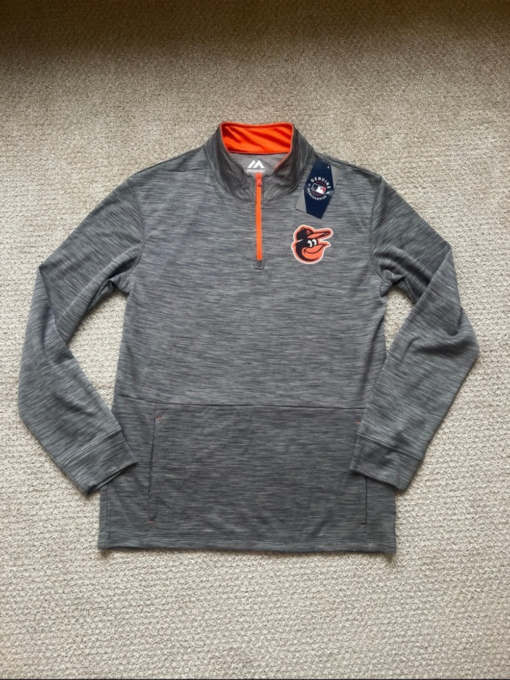Majestic Gray Baltimore Orioles Pullover NWT